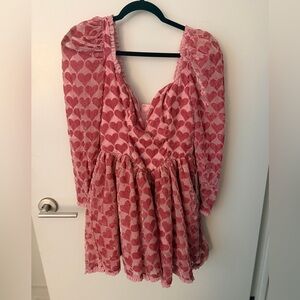 For Love And Lemons Pink Velvet Heart Dress